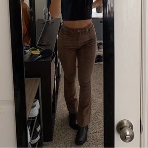 Brown Corduroy Flared Pants from Shein